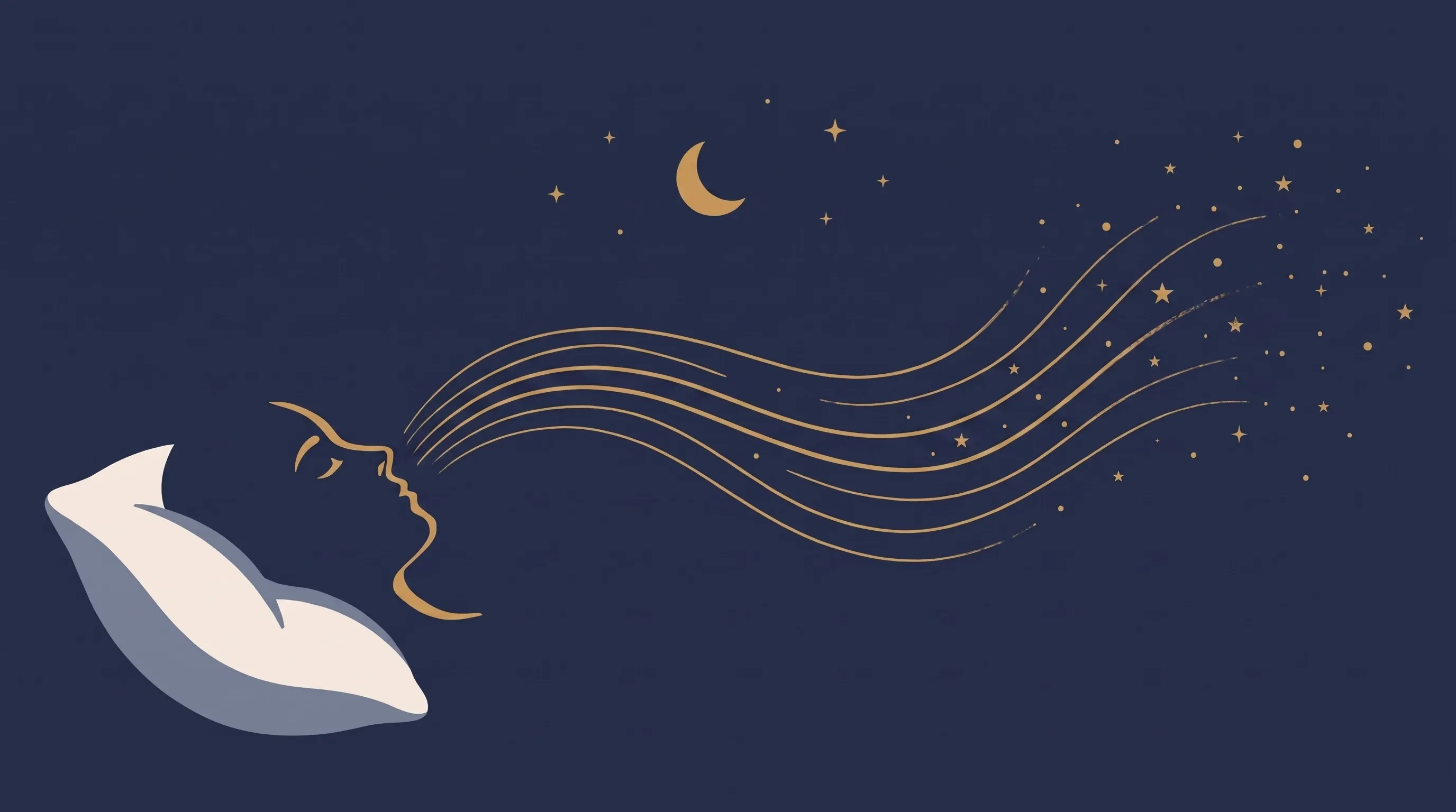 Ilustração de uma pessoa dormindo com ondas sonoras de ronco que se dissolvem em estrelas