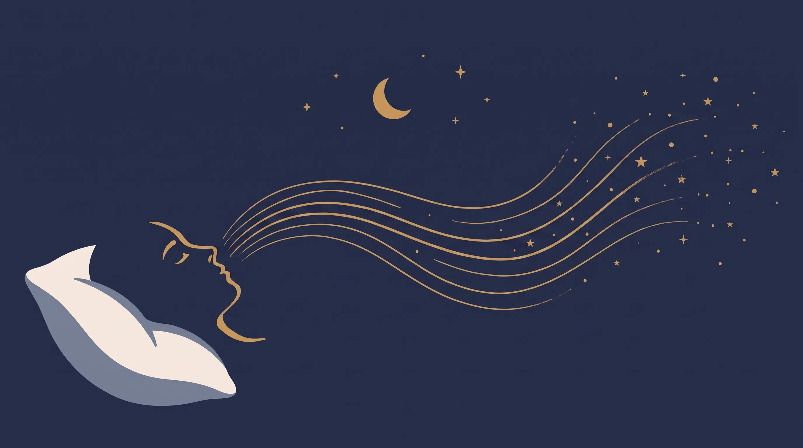 Ilustração de uma pessoa dormindo com ondas sonoras de ronco que se dissolvem em estrelas
